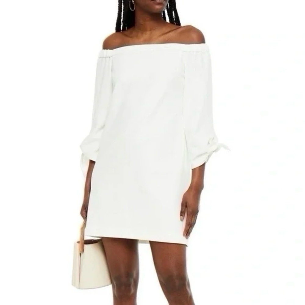 Tibi Structured Crepe Off-the-Shoulder Dress Ivory Size 10